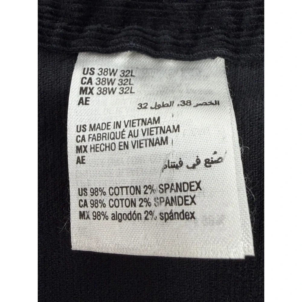 Alfani Men's Black Corduroy Pants 38x31 Slim Straight Stretch 5-Pocket FA22‎